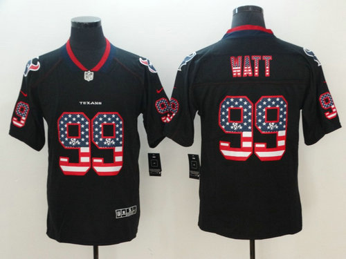 Nike Houston Texans #99 Watt Black USA Flag Fashion Color Rush Limited Jersey