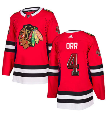 Men's Chicago Blackhawks #4 Bobby Orr Red Drift Fashion Adidas Jersey