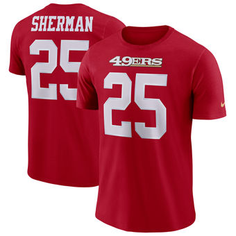 Men's San Francisco 49ers 25 Richard Sherman Nike Scarlet Dri-FIT Player Pride 3.0 Name & Number T-Shirt