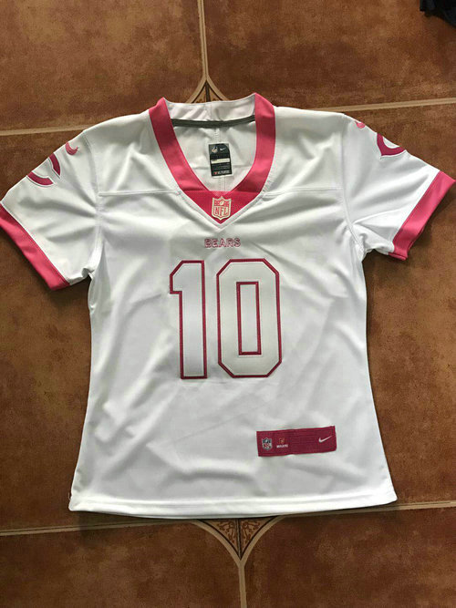 Nike Bears #10 Mitchell Trubisky White Pink Women's Stitched NFL Limited Rush Fashion Jersey