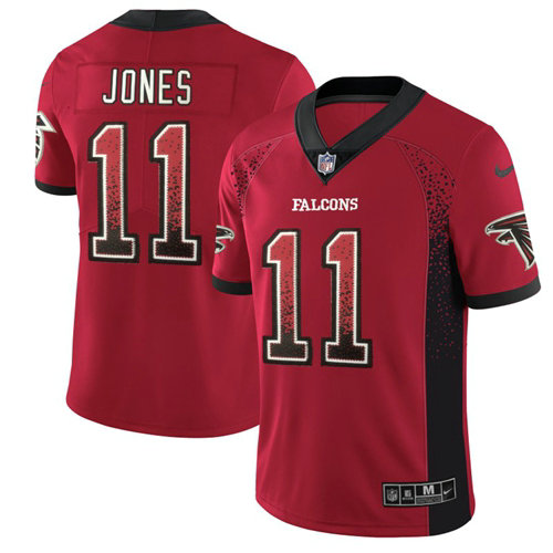 Nike Falcons #11 Julio Jones Red Team Color Men's Stitched NFL Limited Rush Drift Fashion Jersey