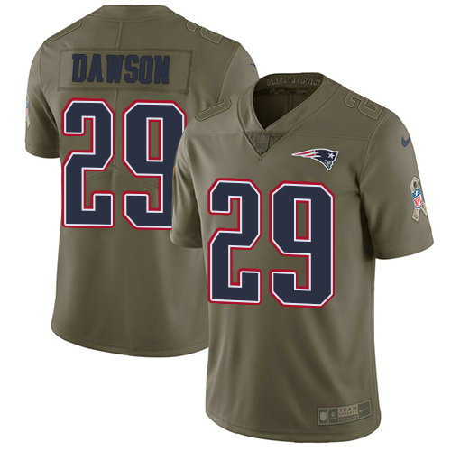 Men's Nike New England Patriots #29 Duke Dawson Olive Stitched NFL Limited 2017 Salute To Service Jersey