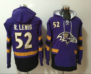 Men's Baltimore Ravens #52 Ray Lewis NEW Purple Pocket Stitched NFL Pullover Hoodie