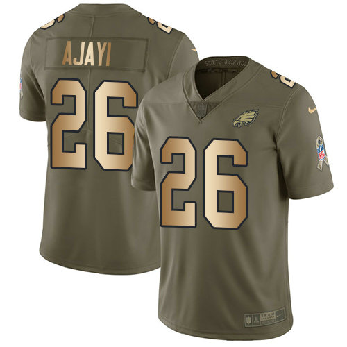 Kids Nike Eagles 26 Jay Ajayi Olive Gold Stitched NFL Limited 2017 Salute To Service Jersey