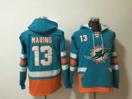 Miami Dolphins 13 Dan Marinos Green Stitched Pullover Hoodie