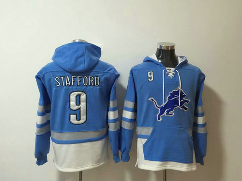 Nike Detroit Lions 9 Matthew Stafford Blue Stitched Pullover Hoodie