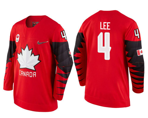 Men Canada Team #4 Chris Lee Red 2018 Winter Olympics Jersey