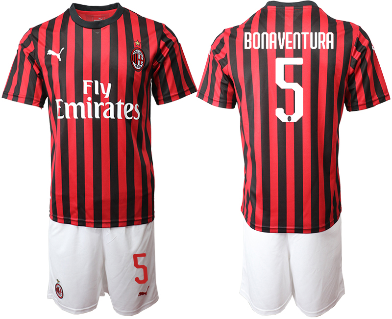 2019-20 AC Milan 5 BONAVENTURA Home Soccer Jersey