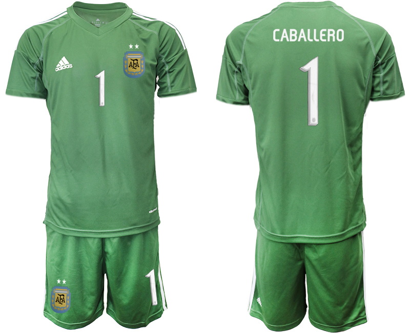 2019-20-Argentina-1-CABALLERI-Army-Green-Goalkeeper-Soccer-Jersey