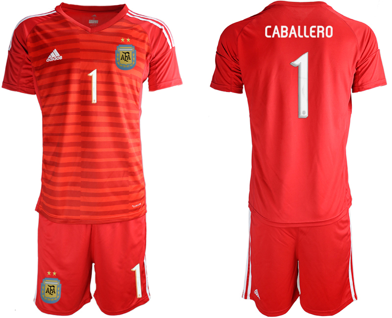 2019-20-Argentina-1-CABALLERO-Red-Goalkeeper-Soccer-Jersey