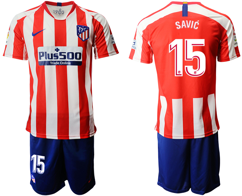 2019-20 Atletico Madrid 15 SAVIC Home Soccer Jersey