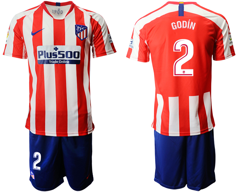 2019-20 Atletico Madrid 2 GODIN Home Soccer Jersey