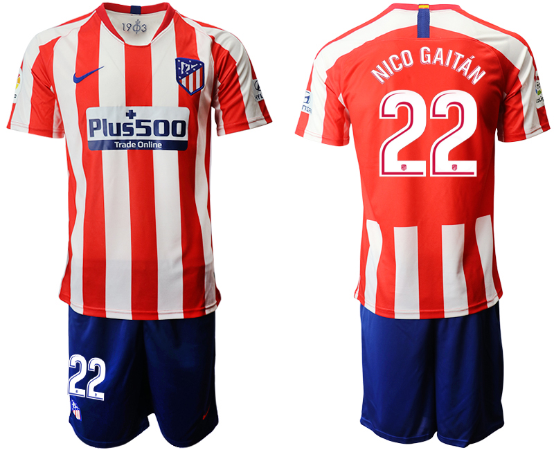 2019-20 Atletico Madrid 22 NICO GAITAN Home Soccer Jersey