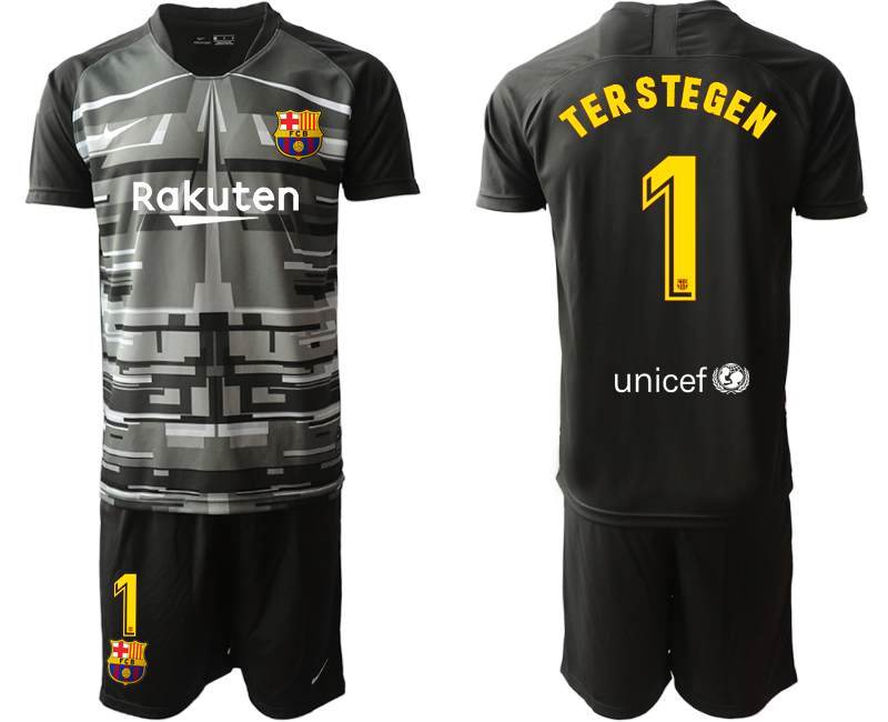 2019-20 Barcelona 1 TER STEGEN Black Goalkeeper Soccer Jersey