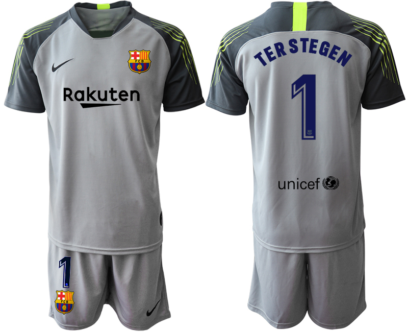 2019-20 Barcelona 1 TER STEGEN Gray Goalkeeper Soccer Jersey