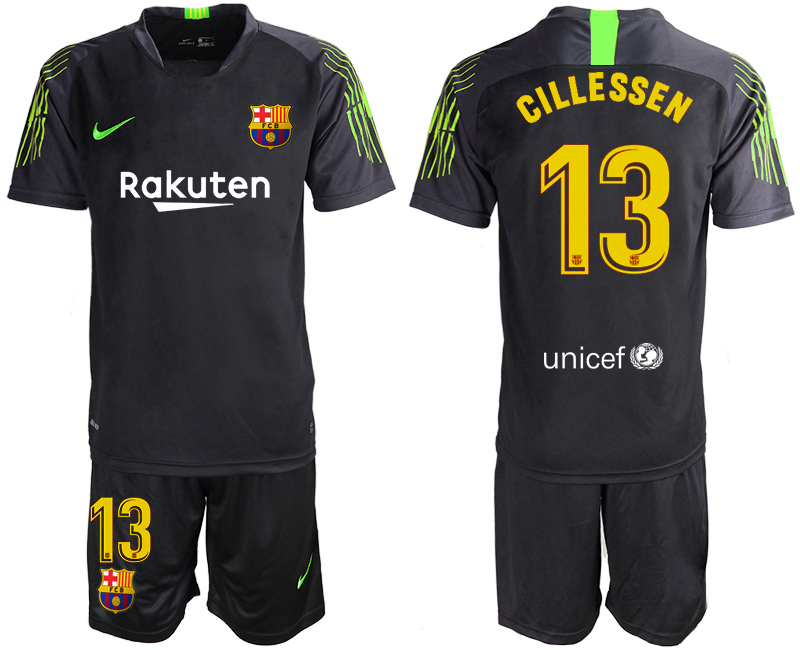 2019-20 Barcelona 13 GILLESSEN Black Goalkeeper Soccer Jersey