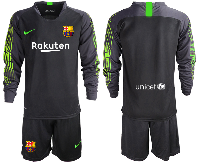 2019-20 Barcelona Black Long Sleeve Goalkeeper Soccer Jersey