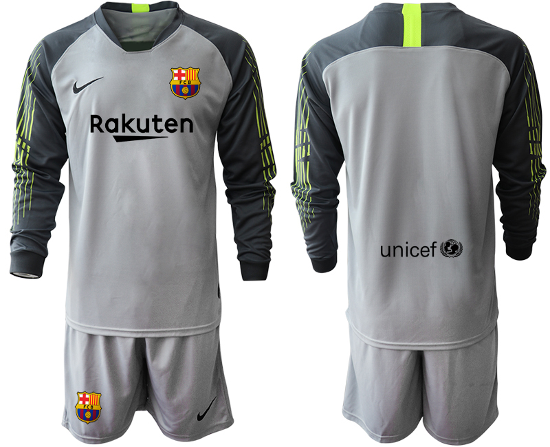 2019-20 Barcelona Gray Long Sleeve Goalkeeper Soccer Jersey