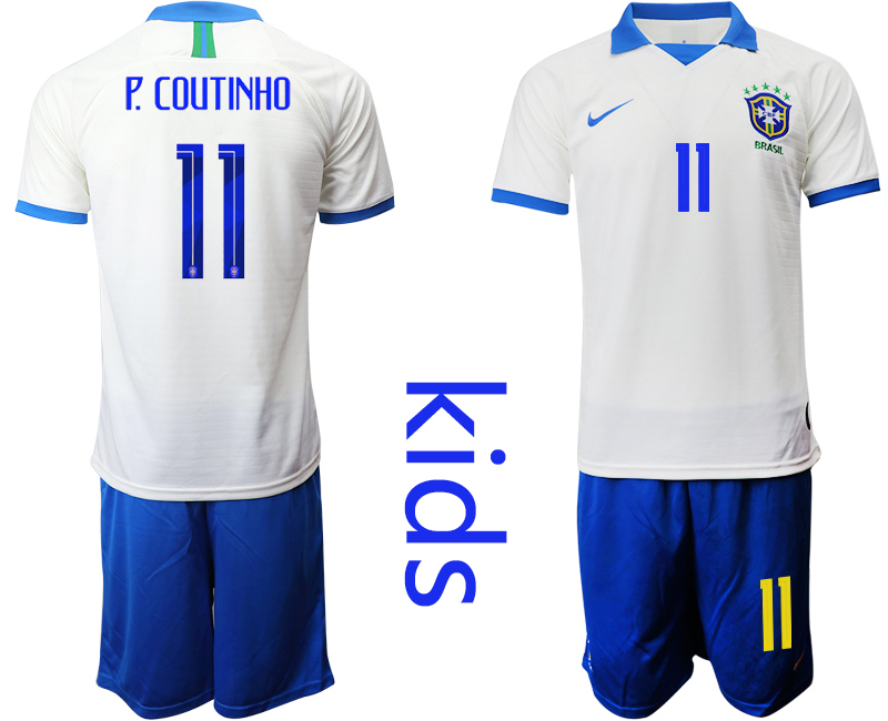 2019-20-Brazil-11-P.-CIYTINHO-White-Special-Edition-Youth-Soccer-Jersey