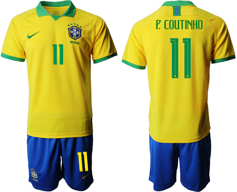 2019-20-Brazil-11-P.-COUTINHO-Home-Soccer-Jersey