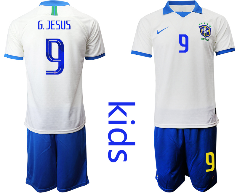 2019-20-Brazil-9-G.JESUS-White-Special-Edition-Youth-Soccer-Jersey