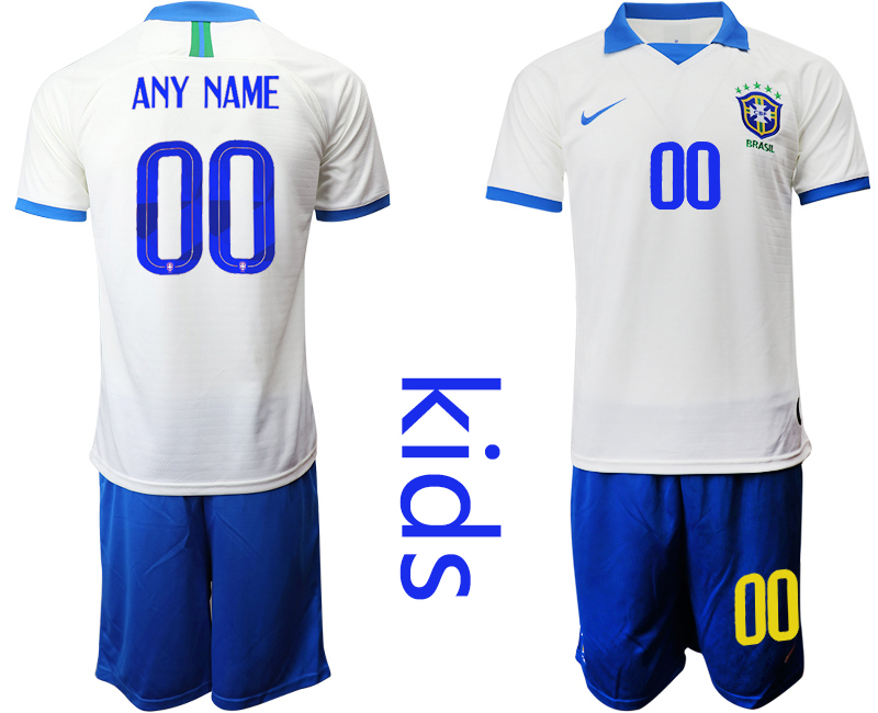 2019-20-Brazil-Customized-White-Special-Edition-Youth-Soccer-Jersey