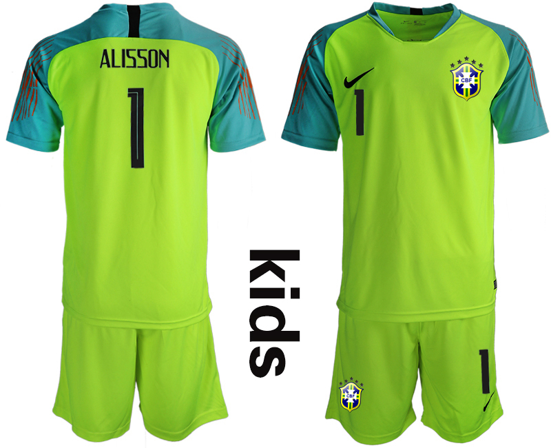 2019-20-Brazil-Fluorescent-Green-1-ALISSON-Youth-Goalkeeper-Soccer-Jersey