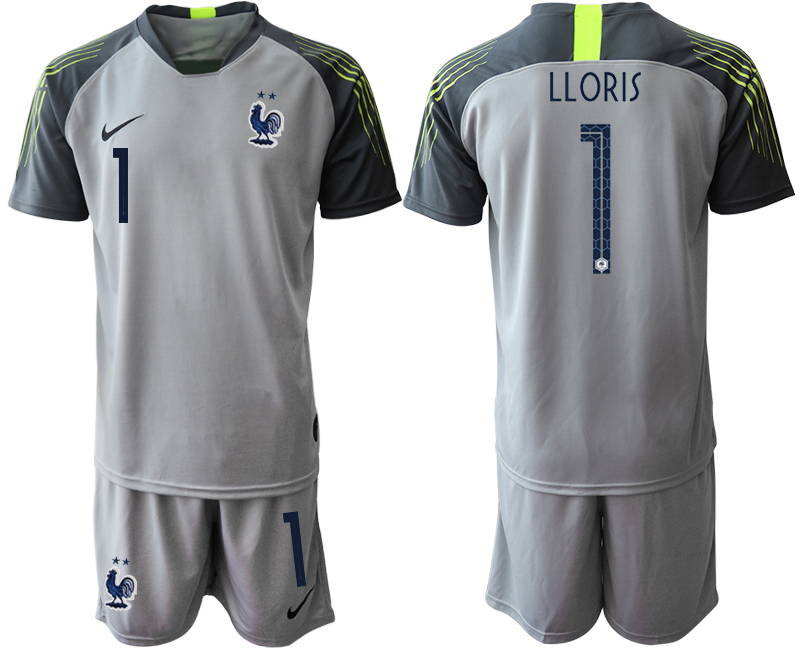 2019-20-France-1-LLORIS-Gray-Goalkeeper-Soccer-Jersey