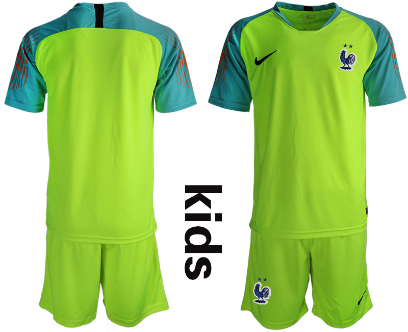 2019-20-France-Fluorescent-Green-Youth-Goalkeeper-Soccer-Jersey