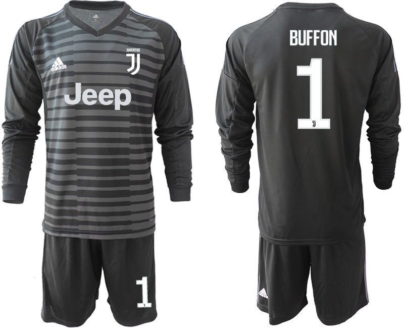 2019-20-Juventus-1-BUFFON-Black-Long-Sleeve-Goalkeeper-Soccer-Jersey