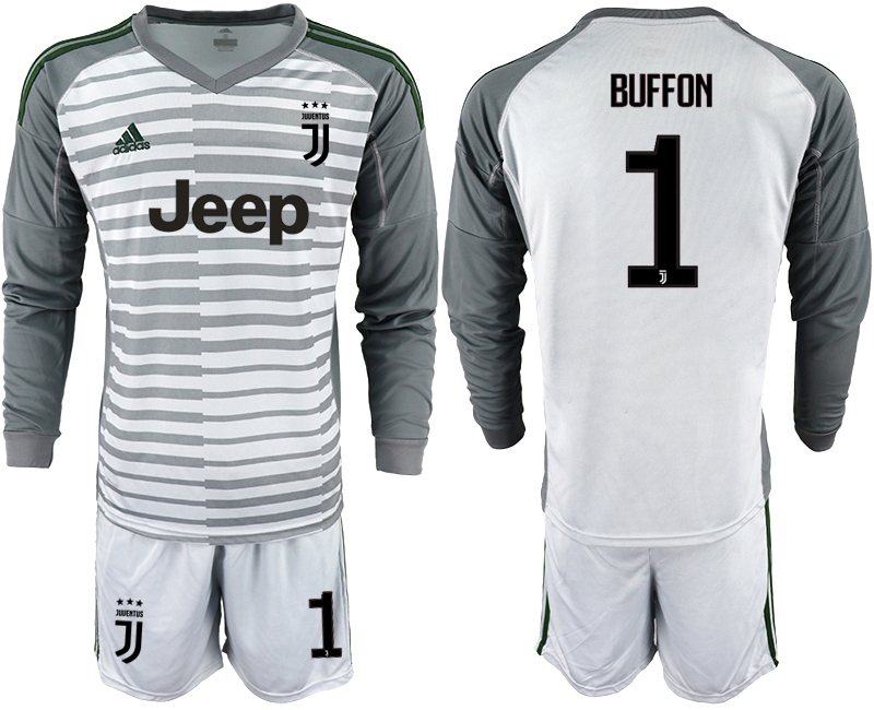 2019-20-Juventus-1-BUFFON-Gray-Long-Sleeve-Goalkeeper-Soccer-Jersey