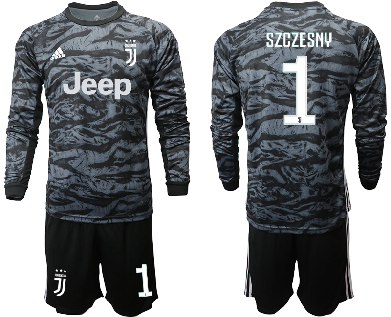 2019-20-Juventus-1-SZCZESNY-Black-Long-Sleeve-Goalkeeper-Soccer-Jersey