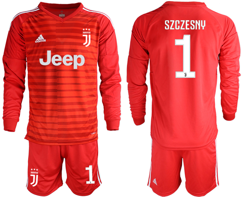 2019-20-Juventus-1-SZCZESNY-Red-Long-Sleeve-Goalkeeper-Soccer-Jersey