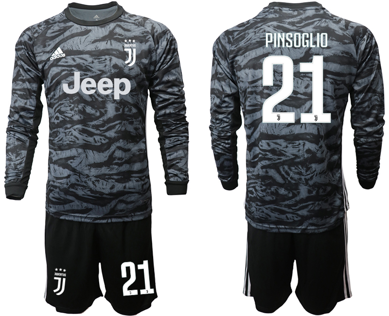 2019-20-Juventus-21-PINSOGLIO-Black-Long-Sleeve-Goalkeeper-Soccer-Jersey