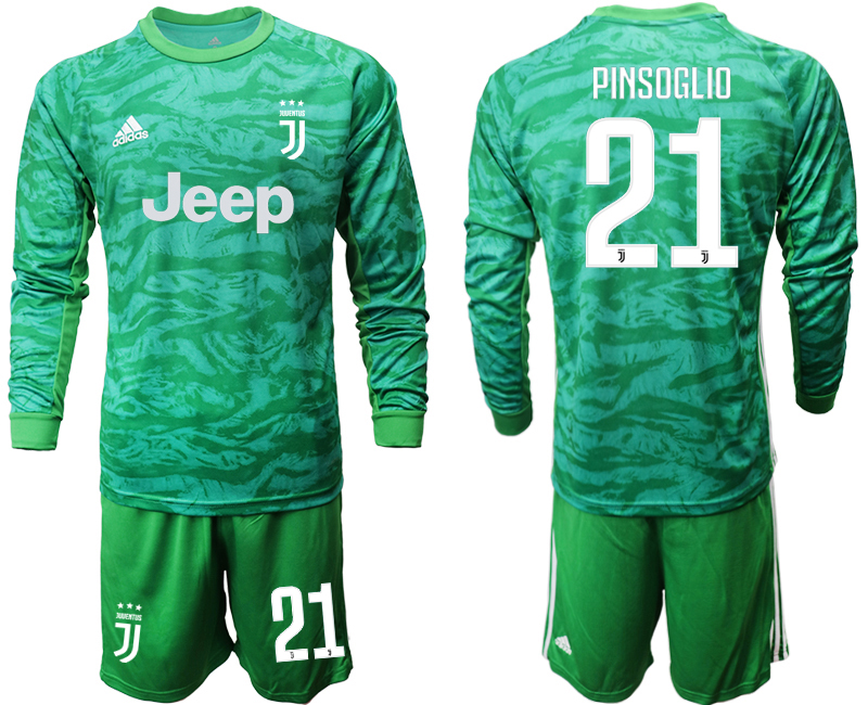 2019-20-Juventus-21-PINSOGLIO-Green-Long-Sleeve-Goalkeeper-Soccer-Jersey