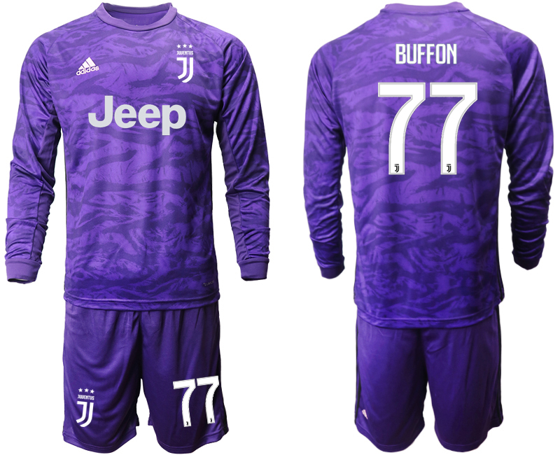 2019-20-Juventus-77-BUFFON-Purple-Long-Sleeve-Goalkeeper-Soccer-Jersey