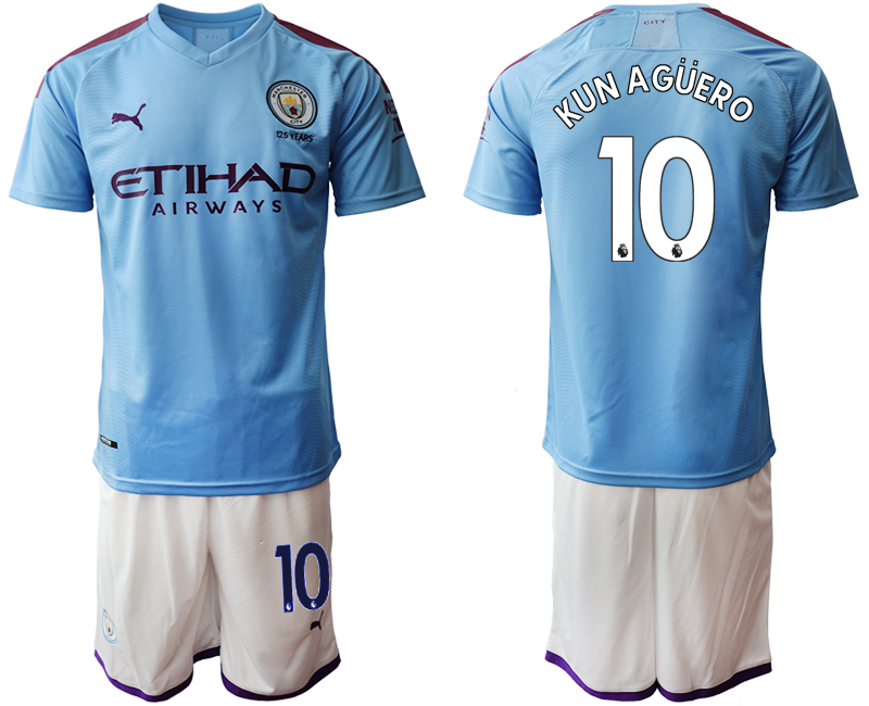 2019-20 Manchester City 10 KUN AGUERO Home Soccer Jersey