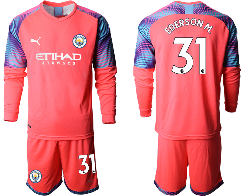 2019-20-Manchester-City-31-EDERSON-M.-Pink-Goalkeeper-Long-Sleeve-Soccer-Jersey