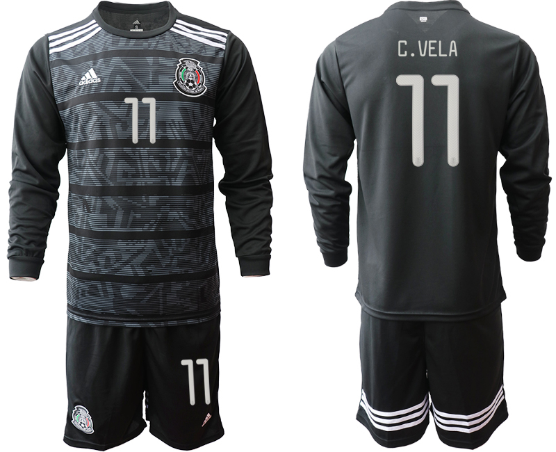 2019-20-Mexico-11-C.VELA-Home-Long-Sleeve-Soccer-Jersey