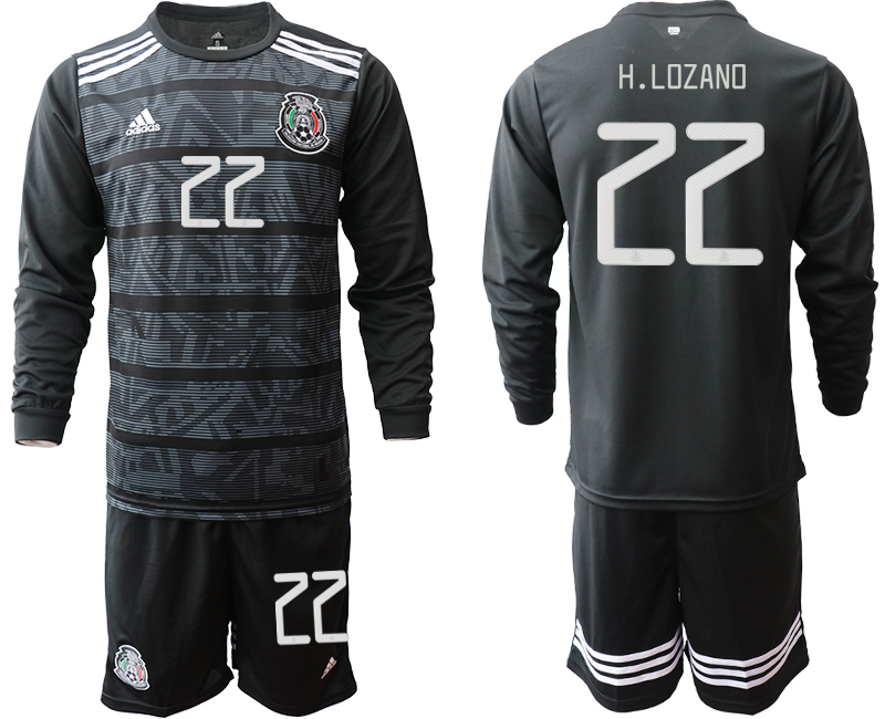 2019-20-Mexico-22-H.LOZANO-Home-Long-Sleeve-Soccer-Jersey