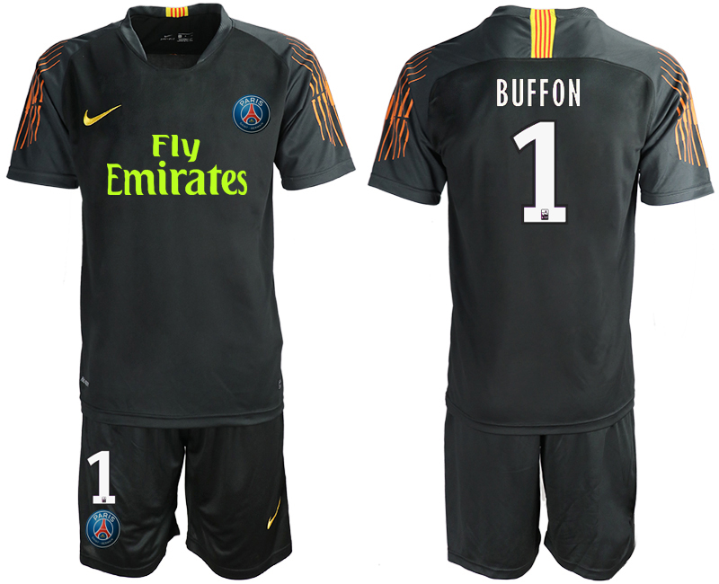 2019-20-Paris-Saint-Germain-1-BUFFON-Black-Goalkeeper-Soccer-Jersey