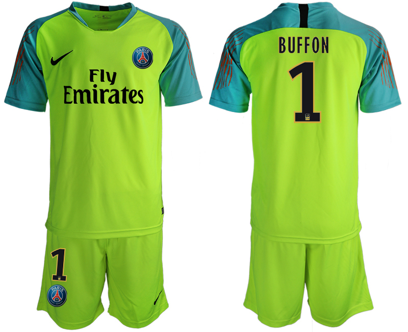 2019-20-Paris-Saint-Germain-1-BUFFON-Fluorescent-Green-Goalkeeper-Soccer-Jersey