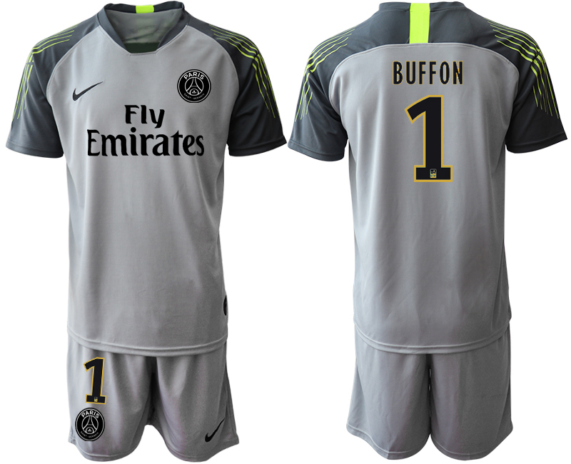 2019-20-Paris-Saint-Germain-1-BUFFON-Gray-Goalkeeper-Soccer-Jersey