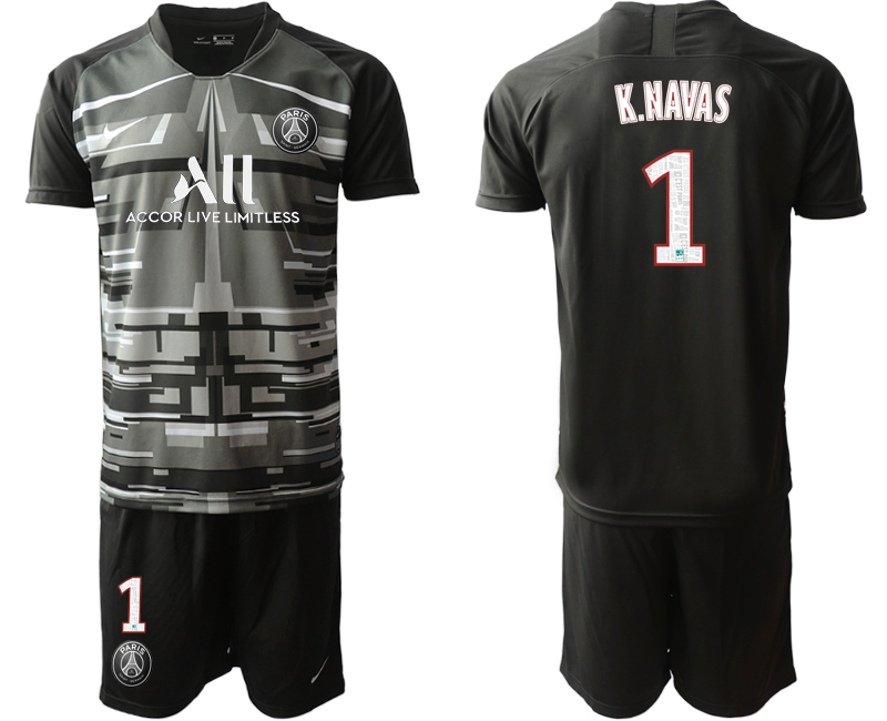 2019-20 Paris Saint-Germain 1 K.NAVAS Black Goalkeeper Soccer Jersey