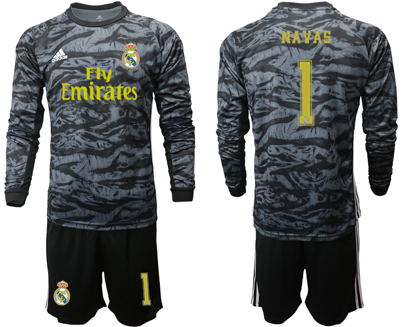 2019-20-Real-Madrid-1-NAVAS-Black-Long-Sleeve-Goalkeeper-Soccer-Jersey