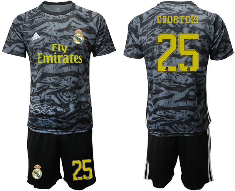 2019-20 Real Madrid 25 COURTOIS Black Goalkeeper Soccer Jersey