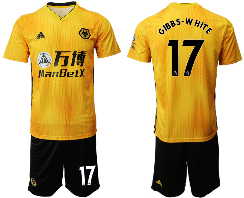 2019-20 Wolverhampton Wanderers 17 GIBB S W HIT E Home Soccer Jersey