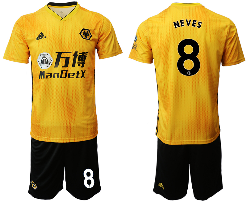 2019-20 Wolverhampton Wanderers 8 NEVES Home Soccer Jersey