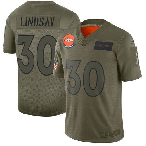 Men Denver Broncos 30 Lindsay Green Nike Olive Salute To Service Limited NFL Jerseys