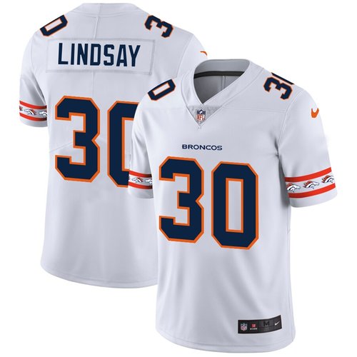 Denver Broncos #30 Phillip Lindsay Nike White Team Logo Vapor Limited NFL Jersey